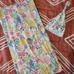 Floral Hat and Swaddle